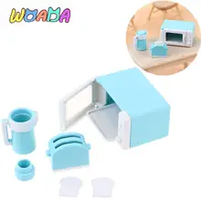 1:12 Mini Microwave Bread Maker Kettle Kit for Barbies Kitchen Cookware Toy Dollhouse Miniature Kitchen Furniture Accessories