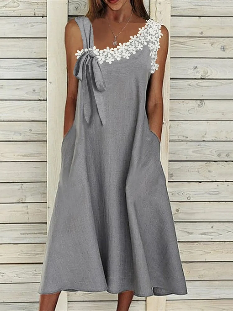 Mandylandy Women Elegant Lace Patchwork Mini Dress Fashion Female Y2K Sleeveless Bow Tie Loose A-line Dress Streetwear
Mandylandy Women Elegant Lace Patchwork Mini Dress Fashion Female Y2K Sleeveless Bow Tie Loose A-line Dress Streetwear