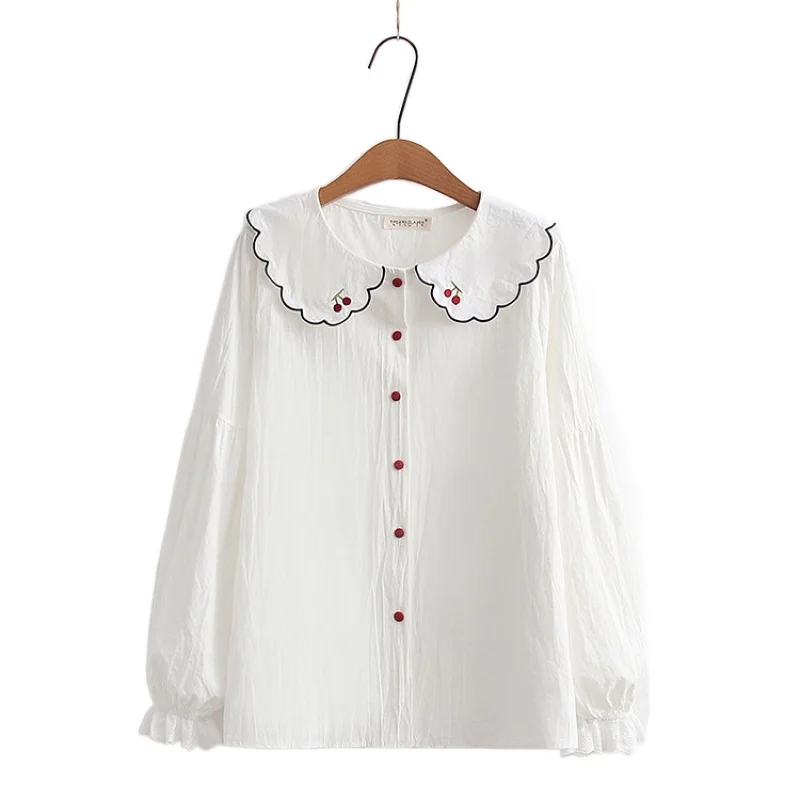 Cherry Emboidery Single Breasted Casual Shirts Women 2022 Spring Vintage Full Sleeve Korean Ladies Basic Ruffle Sweet Tops
Cherry Emboidery Single Breasted Casual Shirts Women 2022 Spring Vintage Full Sleeve Korean Ladies Basic Ruffle Sweet Tops