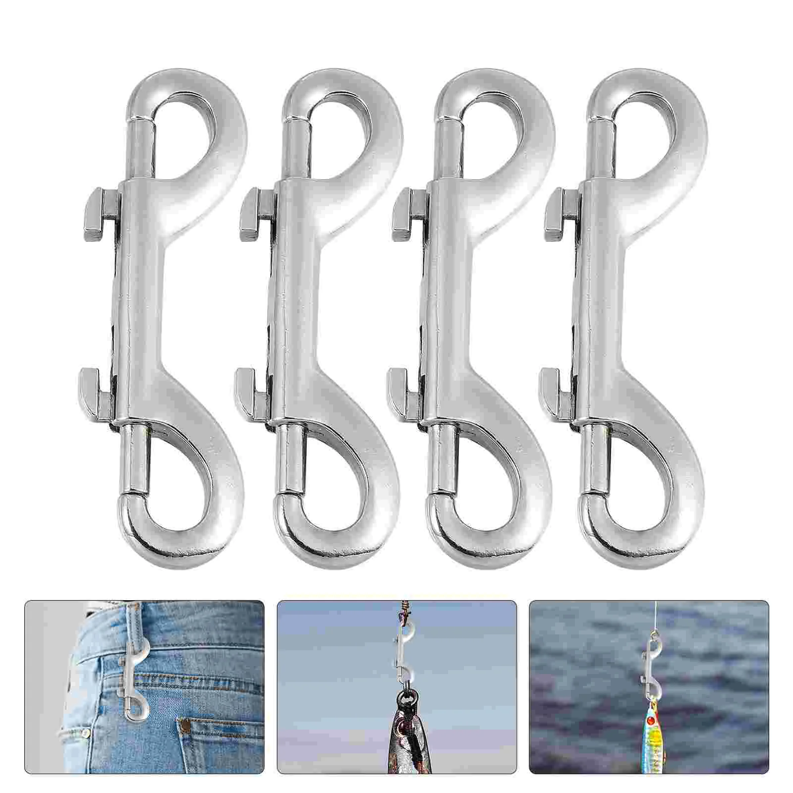 

4 Pcs Two-End Binding Hook Snap Double Ended Long Clip Keychain Hooks Heavy Duty