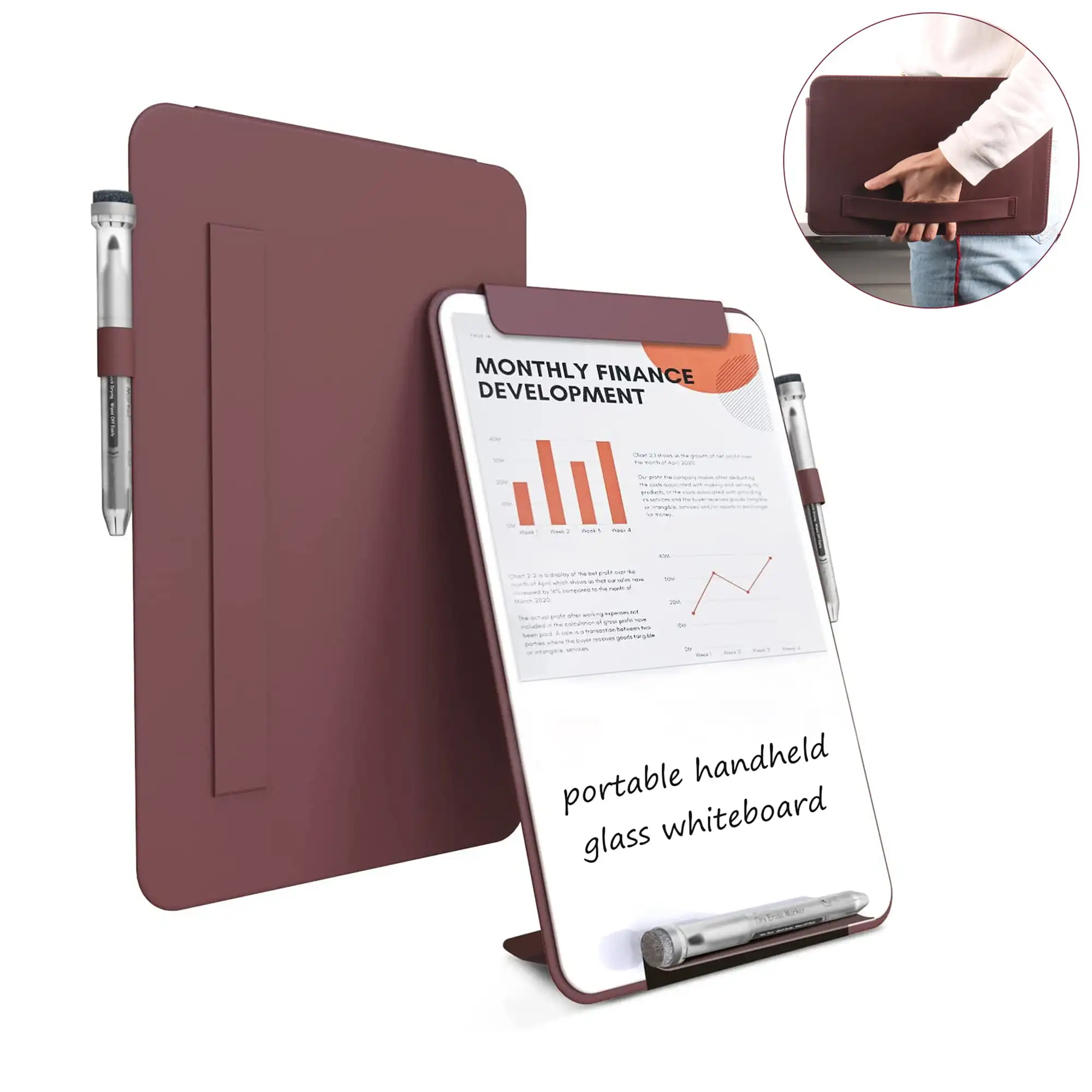 Portable Desk Glass Whiteboard Clipboard with magnetic Clip, Tabletop Dry Erase White Board w/ PU Cover, Metal Stand, 2 Markers
Portable Desk Glass Whiteboard Clipboard with magnetic Clip, Tabletop Dry Erase White Board w/ PU Cover, Metal Stand, 2 Markers