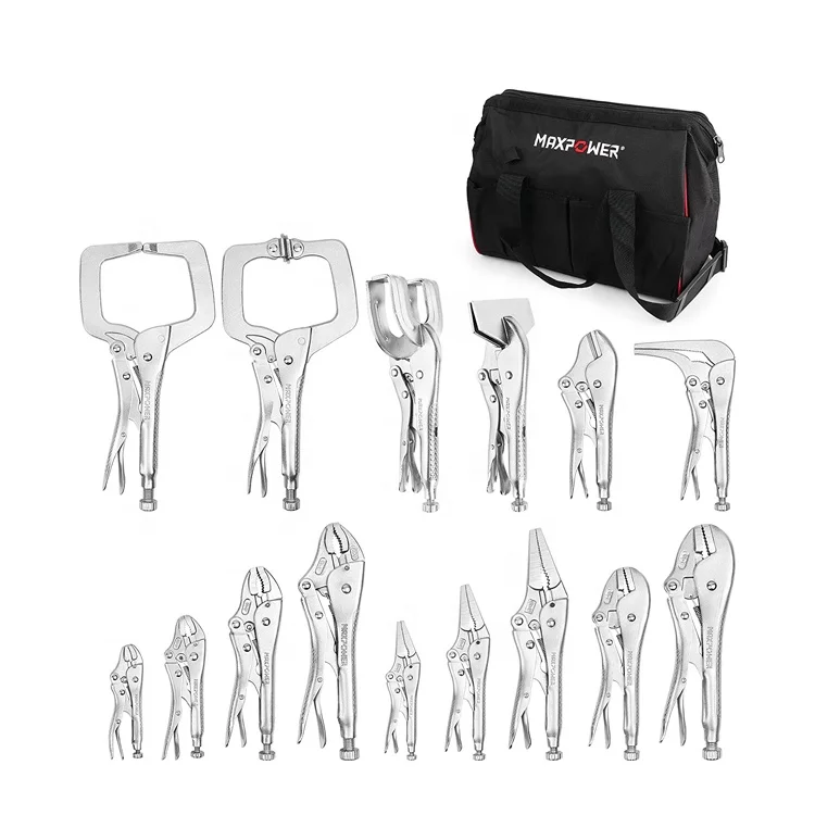 Maxpower 15pcs Vise Grip Locking Pliers Set Welding Clamping Tool with Tool Bag
Maxpower 15pcs Vise Grip Locking Pliers Set Welding Clamping Tool with Tool Bag