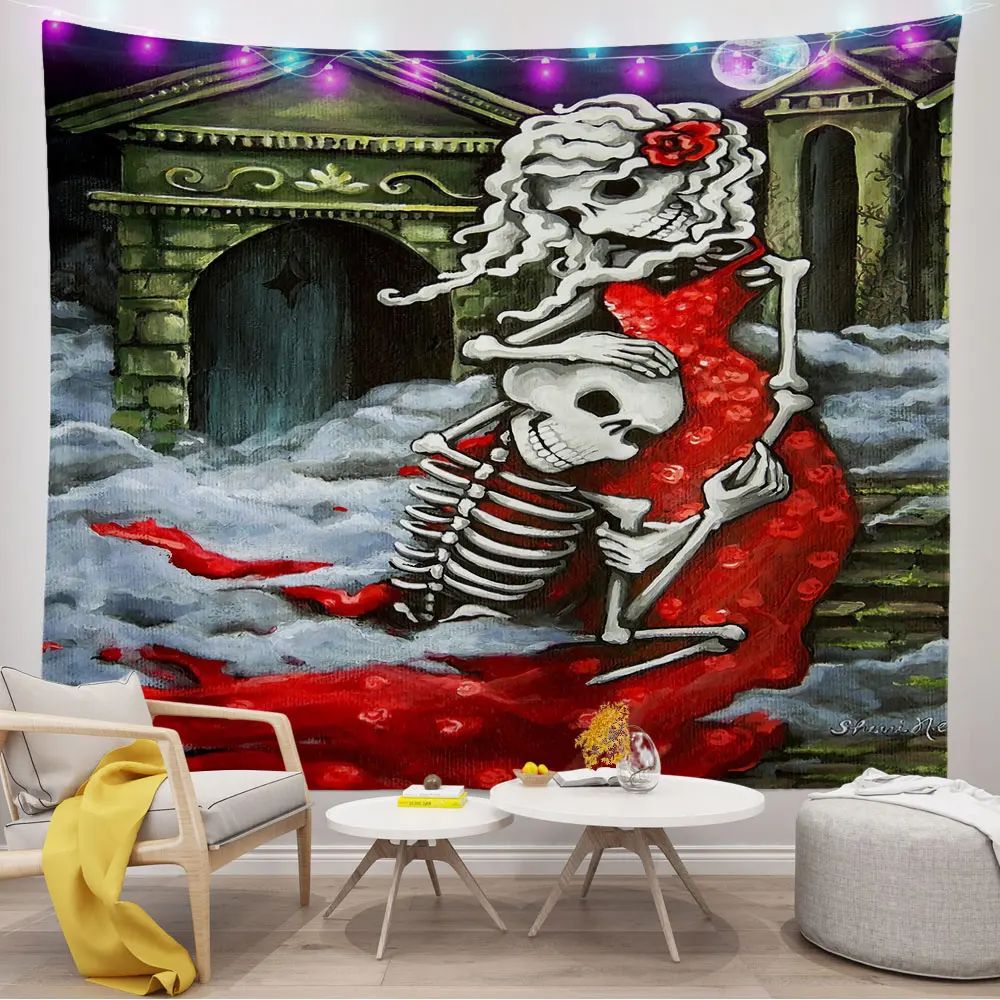 Love Skull Wall Tapestry Kawaii Skeleton Pretty Printing Fabric Art Decoration Aesthetic Canvas For Bedroom Home Beach Mat 
Love Skull Wall Tapestry Kawaii Skeleton Pretty Printing Fabric Art Decoration Aesthetic Canvas For Bedroom Home Beach Mat