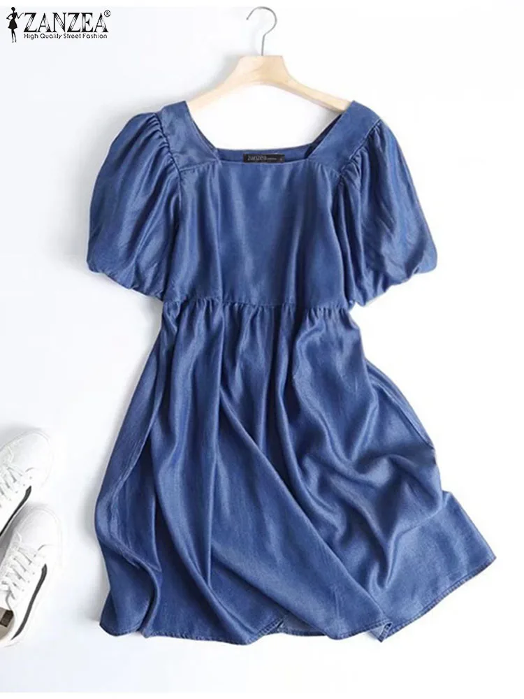 ZANZEA Sweety Solid Color Denim Mini Dress Summer Women Fashion Puff Sleeve Square Neck Vestidos Casual Streetwear Short Robes
ZANZEA Sweety Solid Color Denim Mini Dress Summer Women Fashion Puff Sleeve Square Neck Vestidos Casual Streetwear Short Robes
