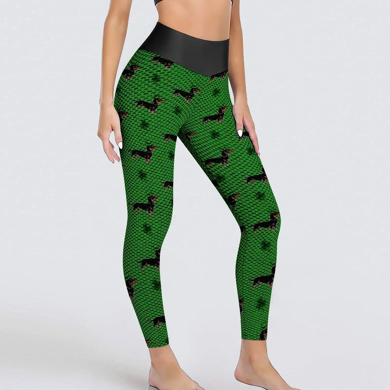 

Black Dachshund Yoga Pants Women St Patricks Day Leggings Sexy High Waist Vintage Yoga Sports Tights Seamless Pattern Leggins