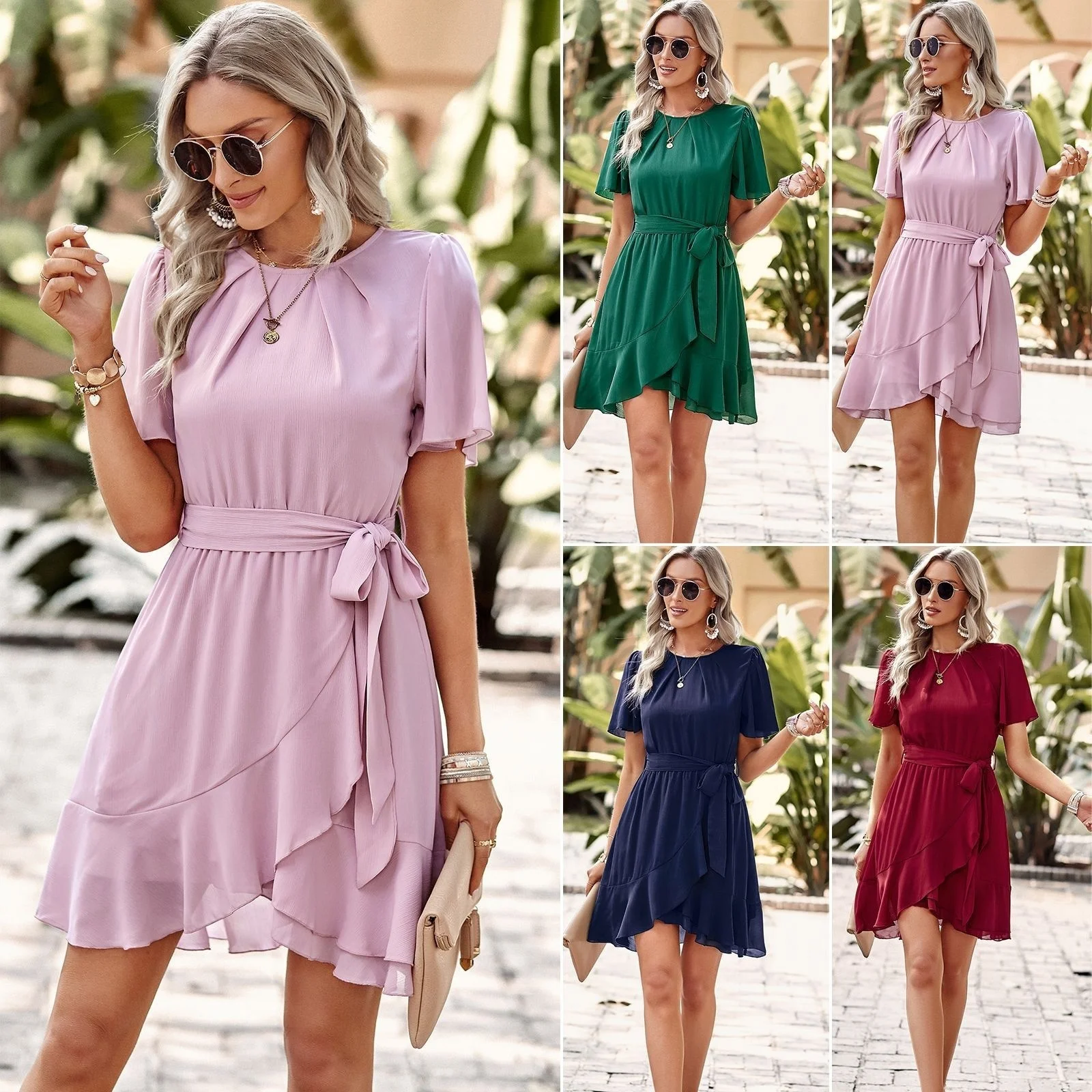 Casual elegant slim sexy 2023 new dress,new Women's Summer Temperament Solid Color Round Neck Waist Short Dress
Casual elegant slim sexy 2023 new dress,new Women's Summer Temperament Solid Color Round Neck Waist Short Dress