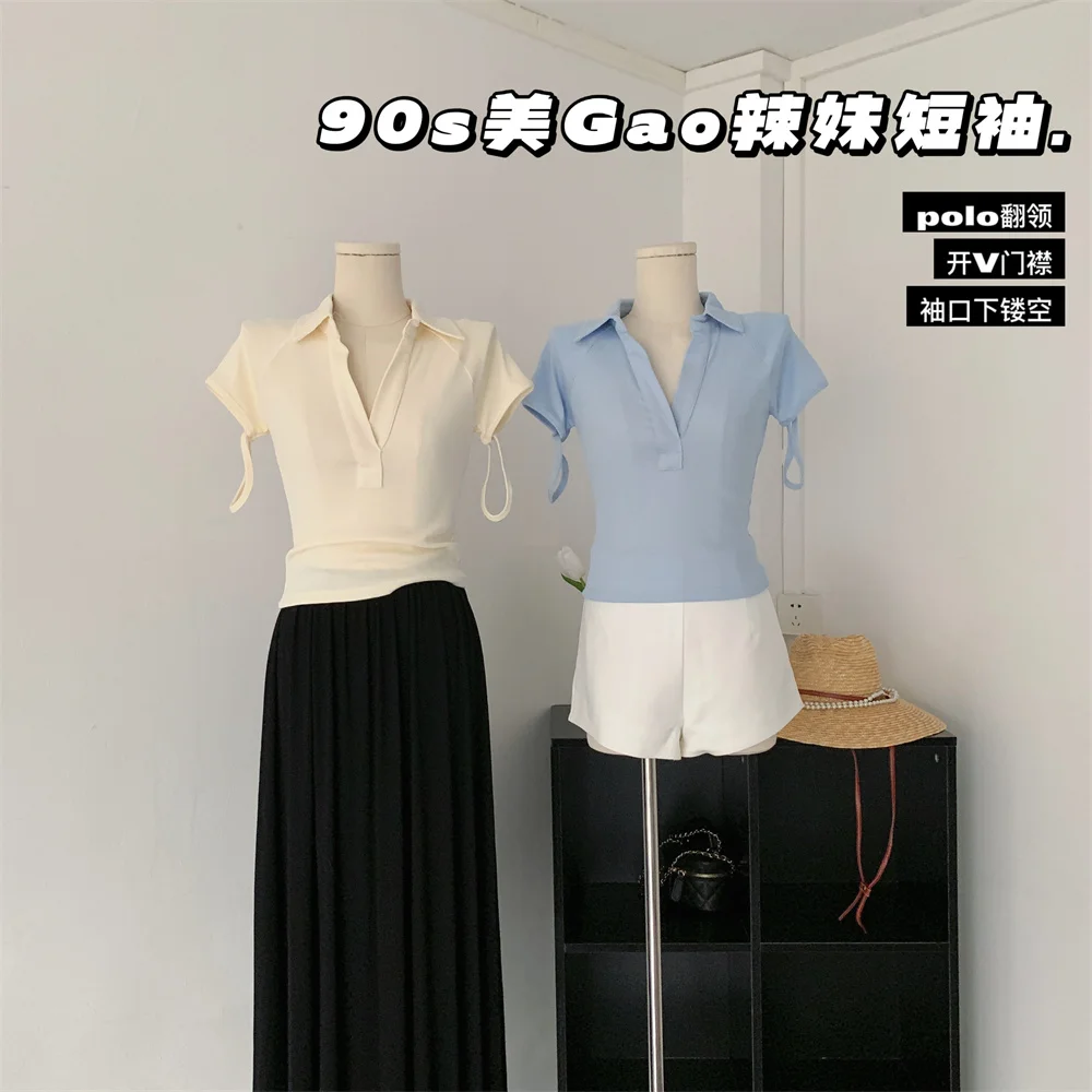 Summer 2023 New Polo Neck Short Sleeve T-shirt Female Hot Girl Looks Thin Casual Gentle Lazy Top
Summer 2023 New Polo Neck Short Sleeve T-shirt Female Hot Girl Looks Thin Casual Gentle Lazy Top