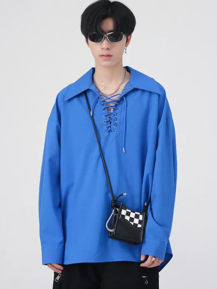 SYUHGFA 2022 Autumn Straps V-neck Long Sleeve Shirt For Men Korean Streetwear Loose Fashion Solid Color Shirts Men Clothing
SYUHGFA 2022 Autumn Straps V-neck Long Sleeve Shirt For Men Korean Streetwear Loose Fashion Solid Color Shirts Men Clothing