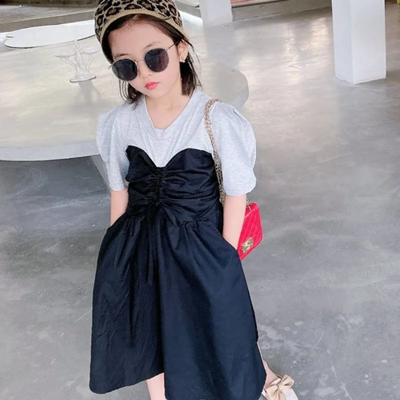 Summer Girls' Dress Fashion Color Matching Pleated A-Line Dress Korean European American Baby Kids Children'S Clothing For Girl
Summer Girls' Dress Fashion Color Matching Pleated A-Line Dress Korean European American Baby Kids Children'S Clothing For Girl