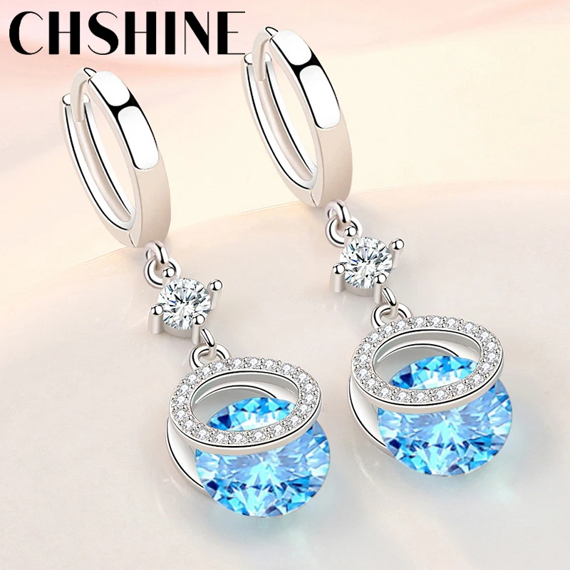 CHSHINE 925 Sterling Silver Circle AAAAA Blue Zircon Earrings For Women Wedding Engagement Gift Fashion Jewelry
CHSHINE 925 Sterling Silver Circle AAAAA Blue Zircon Earrings For Women Wedding Engagement Gift Fashion Jewelry