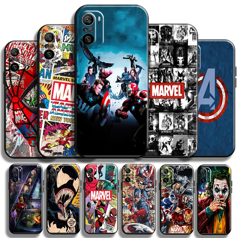 

Marvel Avengers Comics Phone Case For Xiaomi Redmi K40 K40 Pro K40 Gaming Funda Soft TPU Coque Cover Carcasa Liquid Silicon