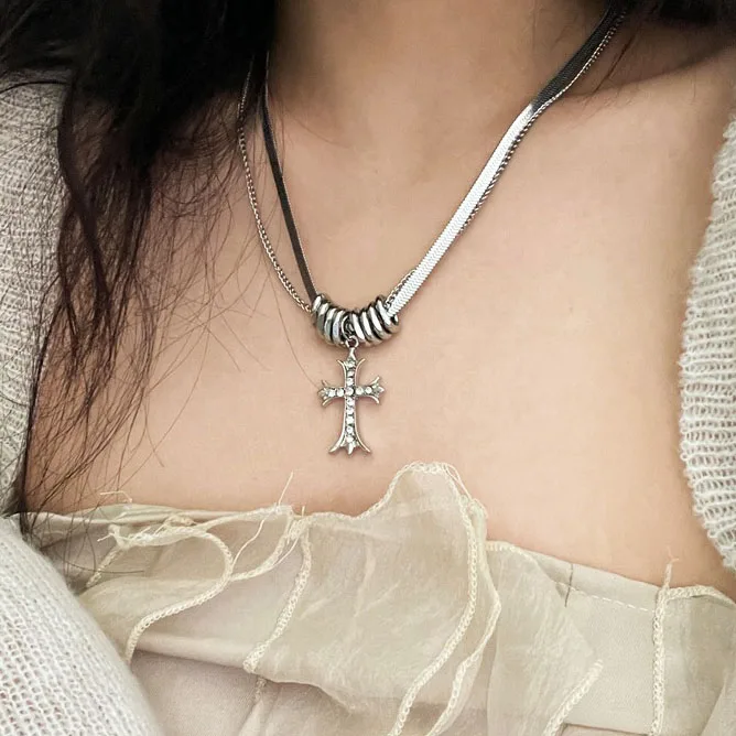 Personality Punk Hip-hop Double Layers Stainless Jesus Cross Pendant Necklace For Women Men Sweater Choker Clavicle Neck Jewelry
Personality Punk Hip-hop Double Layers Stainless Jesus Cross Pendant Necklace For Women Men Sweater Choker Clavicle Neck Jewelry