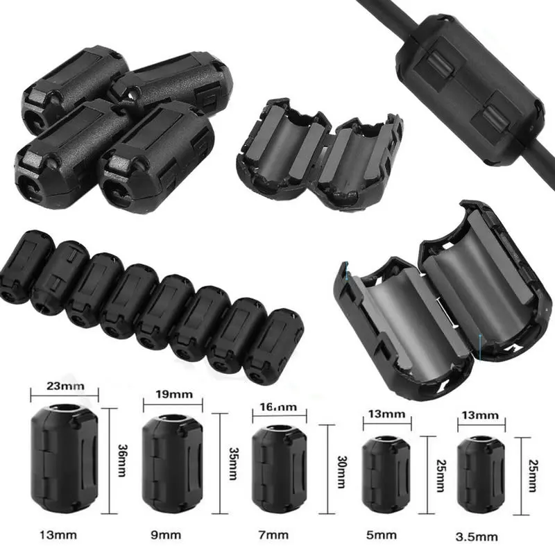 1PCS Ring Core Ferrite Bead Clamp Choke Coil EMI RFI Noise Filter Clip Snap Cable for 3.5/5/7/9/13mm Black Magnetic Snap-on 
1PCS Ring Core Ferrite Bead Clamp Choke Coil EMI RFI Noise Filter Clip Snap Cable for 3.5/5/7/9/13mm Black Magnetic Snap-on