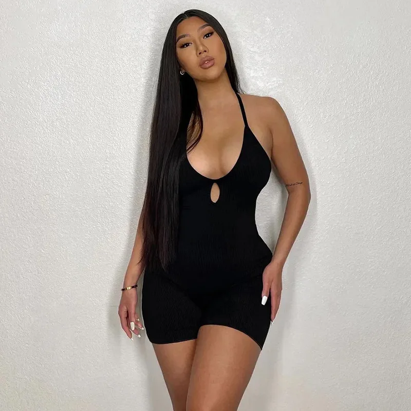 FTS Summer Streetwear Halterneck Low Chest Hollow Sexy Bodycon High Waist One Piece Sports Romper Black Jumpsuit For Women
FTS Summer Streetwear Halterneck Low Chest Hollow Sexy Bodycon High Waist One Piece Sports Romper Black Jumpsuit For Women