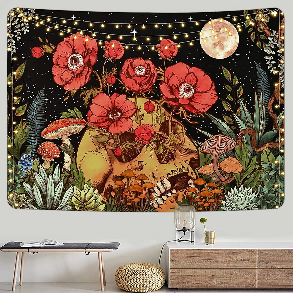 Skull Flower Tapestry Flower Skeleton Tapestry Moon Garden Tapestry Mushroom Plant Tapestry Psychedelic Retro Wall Hanging
Skull Flower Tapestry Flower Skeleton Tapestry Moon Garden Tapestry Mushroom Plant Tapestry Psychedelic Retro Wall Hanging