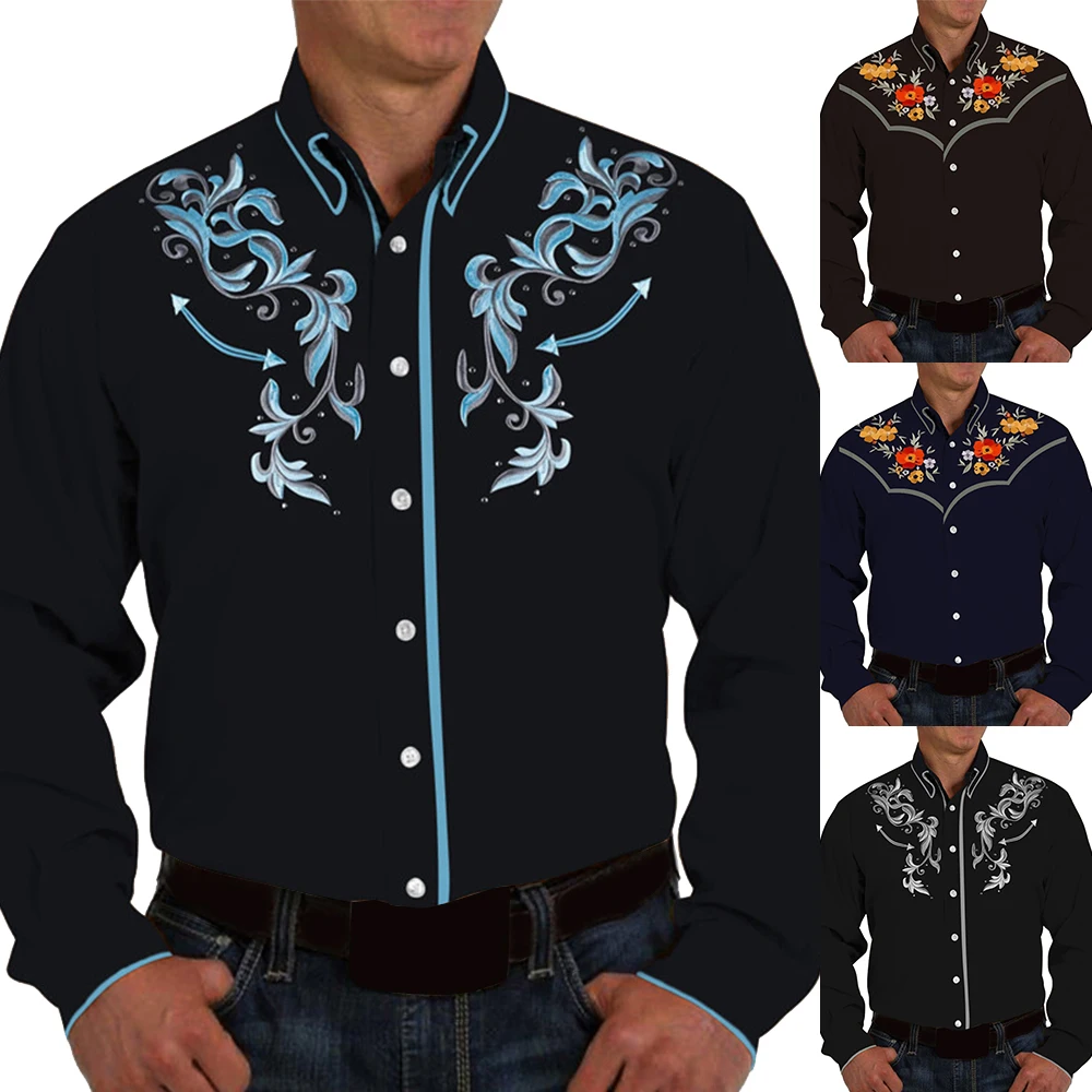 Fashion Men Western Printed Long Sleeve Shirts Spring Casual Loose Slim Button Down Dress Shirt Vintage Mens Tops
Fashion Men Western Printed Long Sleeve Shirts Spring Casual Loose Slim Button Down Dress Shirt Vintage Mens Tops