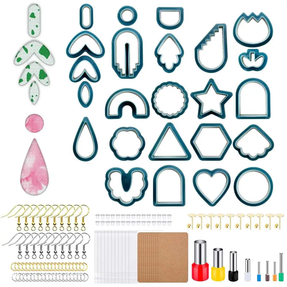 142Pcs Polymer Clay Cutter Set 24 Shapes Plastic Clay Earring Cutting Tool Stainless DIY Jewelry Mold Earring Making Accessories
142Pcs Polymer Clay Cutter Set 24 Shapes Plastic Clay Earring Cutting Tool Stainless DIY Jewelry Mold Earring Making Accessories