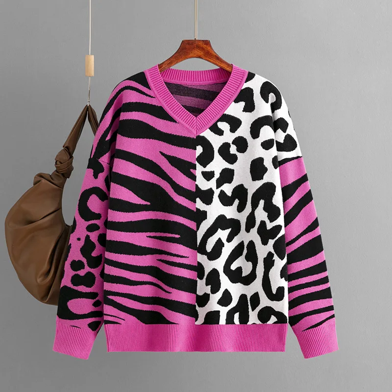 2023 Autumn and Winter New European and American Sweaters Leopard Print Splicing Mixed Knitted Sweaters Pullover Sweaters
2023 Autumn and Winter New European and American Sweaters Leopard Print Splicing Mixed Knitted Sweaters Pullover Sweaters