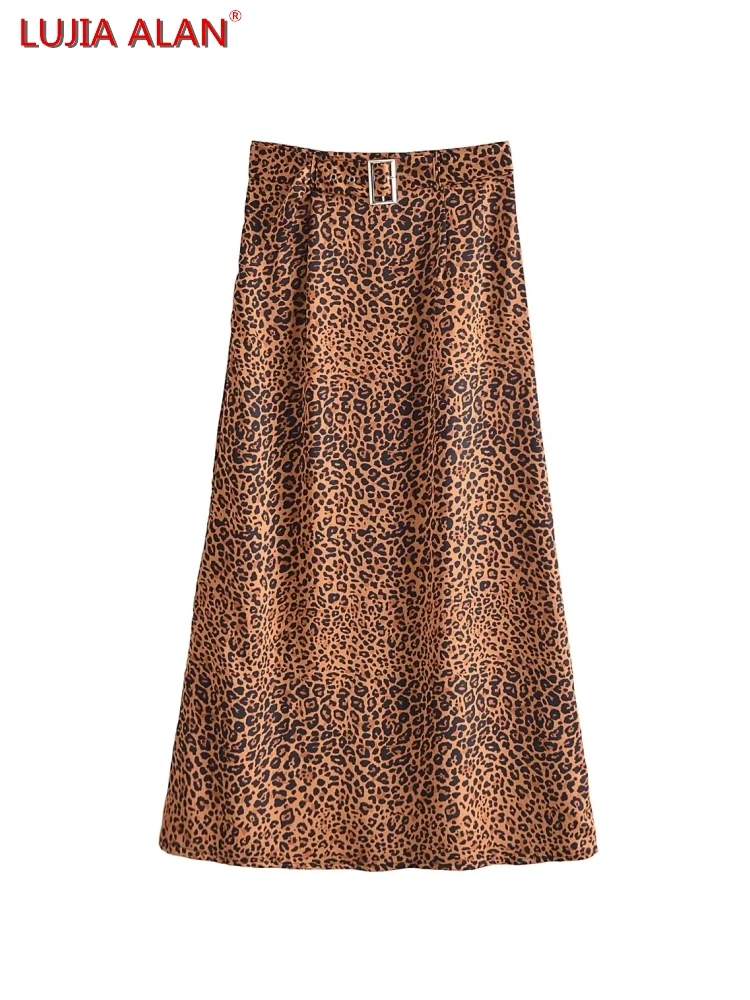Women Leopard Print Sashes Midi Skirts Casual Female High Waist Loose Clothes LUJIA ALAN P2700
Women Leopard Print Sashes Midi Skirts Casual Female High Waist Loose Clothes LUJIA ALAN P2700