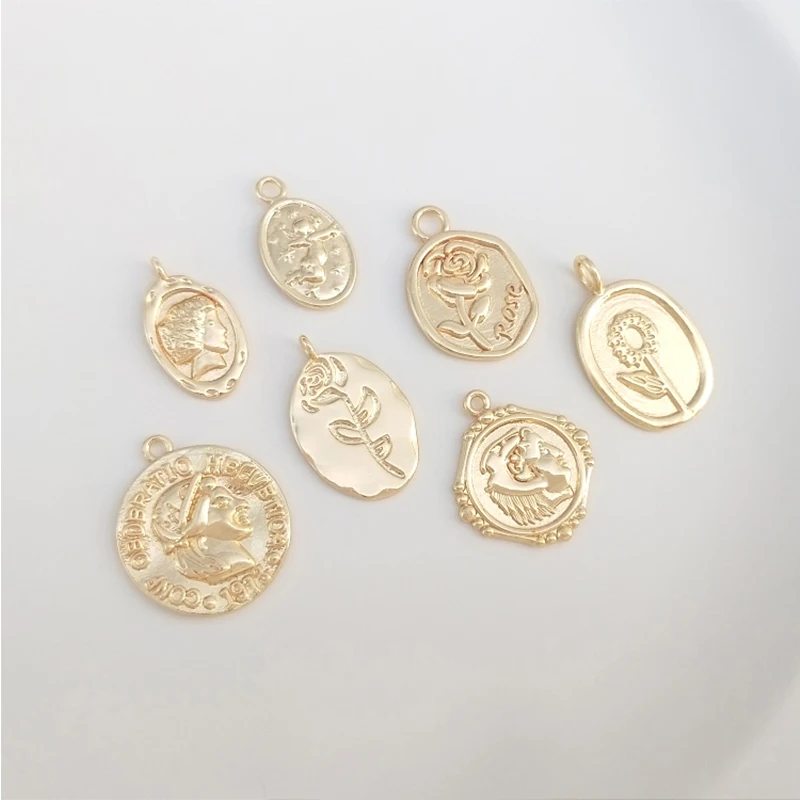 14k Gold Plated Rose Flower Coin Metal Charm Necklace Pendant for DIY Jewelry Making Supply
14k Gold Plated Rose Flower Coin Metal Charm Necklace Pendant for DIY Jewelry Making Supply