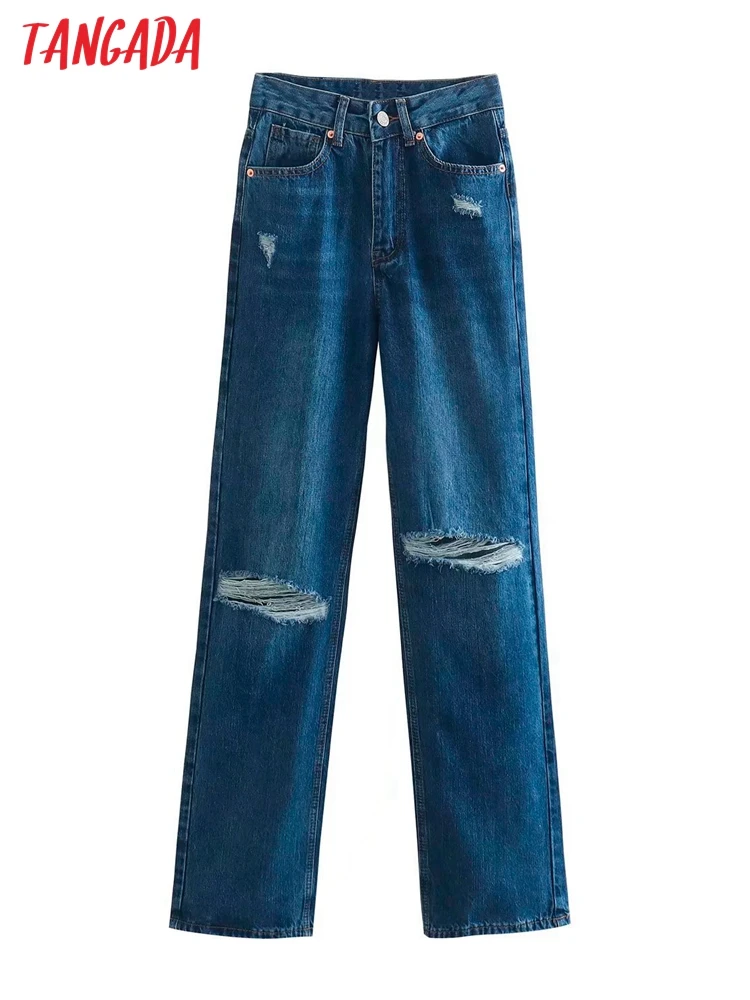 Tangada 2022 Fashion Women Ripped Straight Jeans Pants Long Trousers Pockets Buttons Female Denim Pants 4M32
Tangada 2022 Fashion Women Ripped Straight Jeans Pants Long Trousers Pockets Buttons Female Denim Pants 4M32