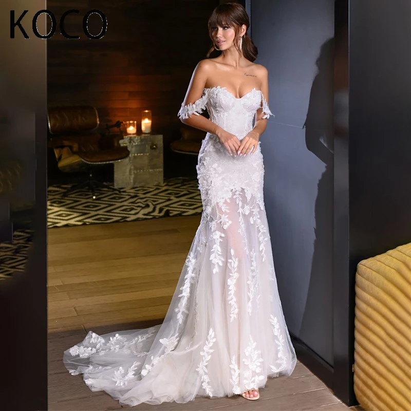 

MACDOUGAL Charming Wedding Dress Illusion Sweetheart vestido de noiva Off the Shoulder robe de mariée Custom Made For 2023 Women