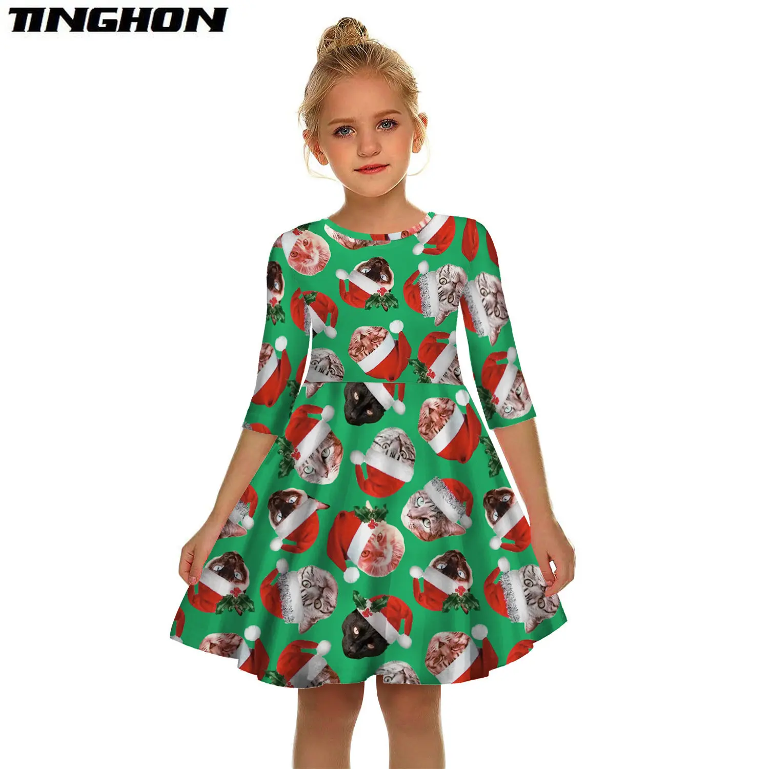 Green Half Sleeve Christmas Tree Bell Print Kids Dress Princess Costume Autumn Winter Christmas Dress Girl Clothes Vestidos 4
Green Half Sleeve Christmas Tree Bell Print Kids Dress Princess Costume Autumn Winter Christmas Dress Girl Clothes Vestidos 4