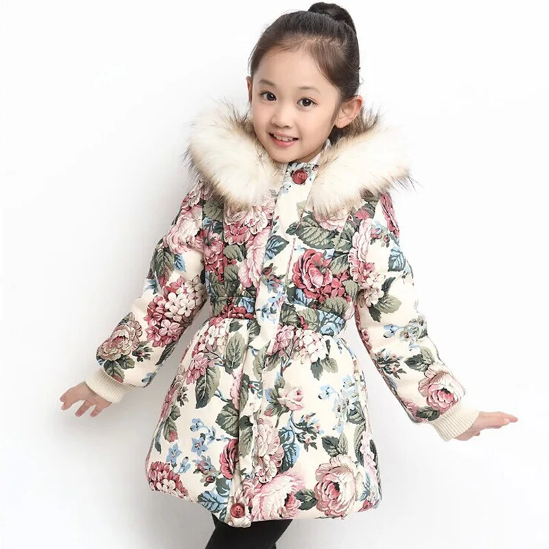 

2022 Winter Thick Keep Warm Medium And Long Girls Jacket Clouds Plush Collar Hooded Outerwear For Girl Clothes Children Present