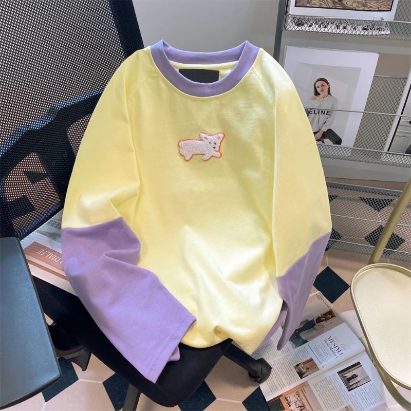 Женская футболка EBAIHUI с круглым вырезом, милая женская футболка с вышивкой, весна-осень, верхний топ с контрастной вставкой
Женская футболка EBAIHUI с круглым вырезом, милая женская футболка с вышивкой, весна-осень, верхний топ с контрастной вставкой