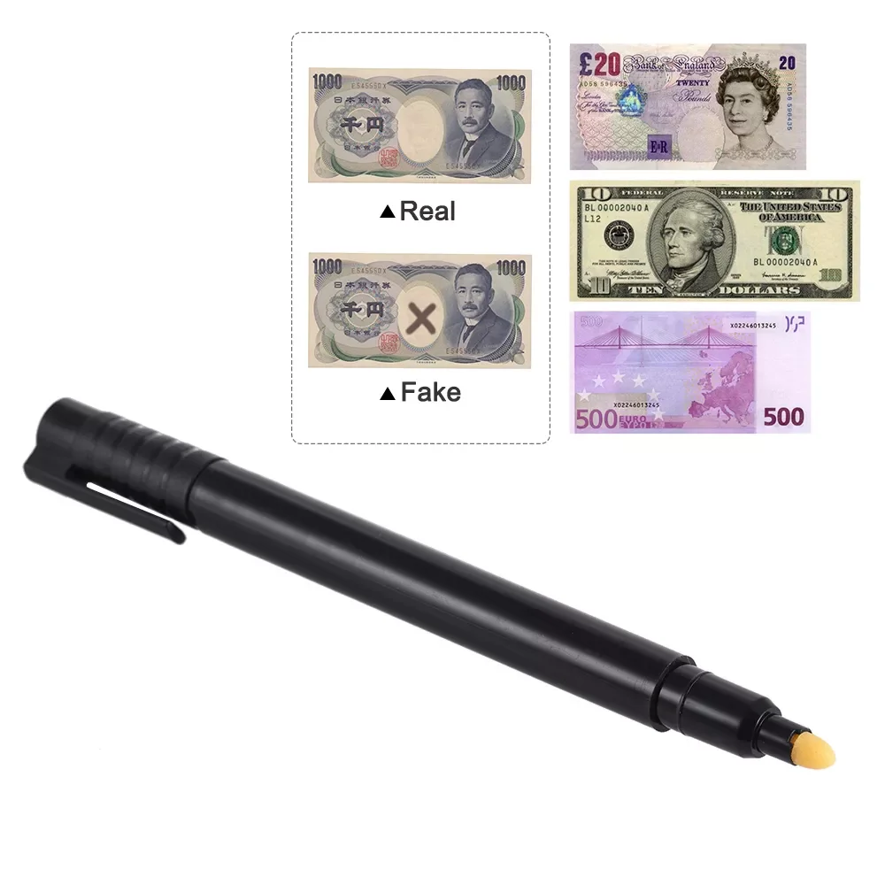 

Counterfeit Money Counter Detector Pen Fake Banknote Tester Currency Cash Checker Marker for US Dollar Bill Euro Pound Yen Won