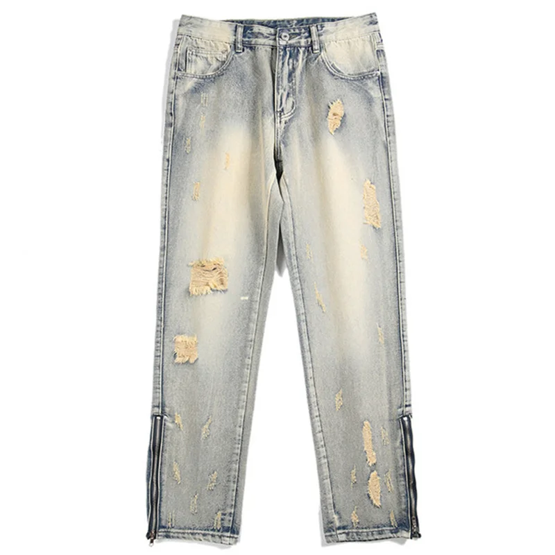 2022 Ripped Jeans Men Zipper Feet Denim Pants Harajuku Hip Hop Straight Baggy Trousers 2022 Fashion Gothic Vintage Streetwear
2022 Ripped Jeans Men Zipper Feet Denim Pants Harajuku Hip Hop Straight Baggy Trousers 2022 Fashion Gothic Vintage Streetwear
