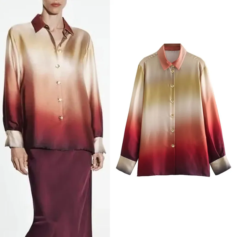 TRAF Tie-Dye Satin Shirt Women 2023 Autumn Lapel Metal Button Blouse Female Clothing Long Sleeve Shirts Top Elegant Blouses Sets
TRAF Tie-Dye Satin Shirt Women 2023 Autumn Lapel Metal Button Blouse Female Clothing Long Sleeve Shirts Top Elegant Blouses Sets