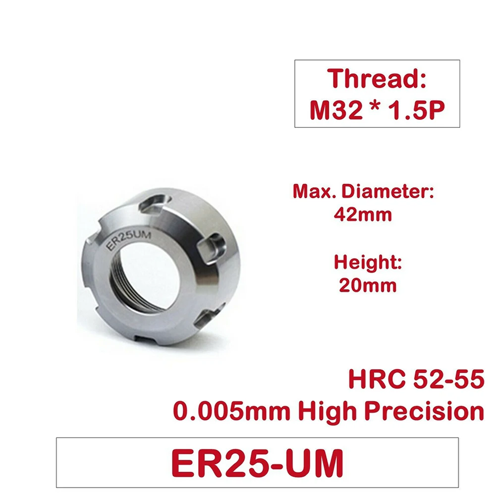 High Precision Collet ER Nut 11/16/20/25/32/40 A/M/UM Clamping Nut Milling Chuck Cap ER Collet CNC Milling Engraving Machine
High Precision Collet ER Nut 11/16/20/25/32/40 A/M/UM Clamping Nut Milling Chuck Cap ER Collet CNC Milling Engraving Machine
