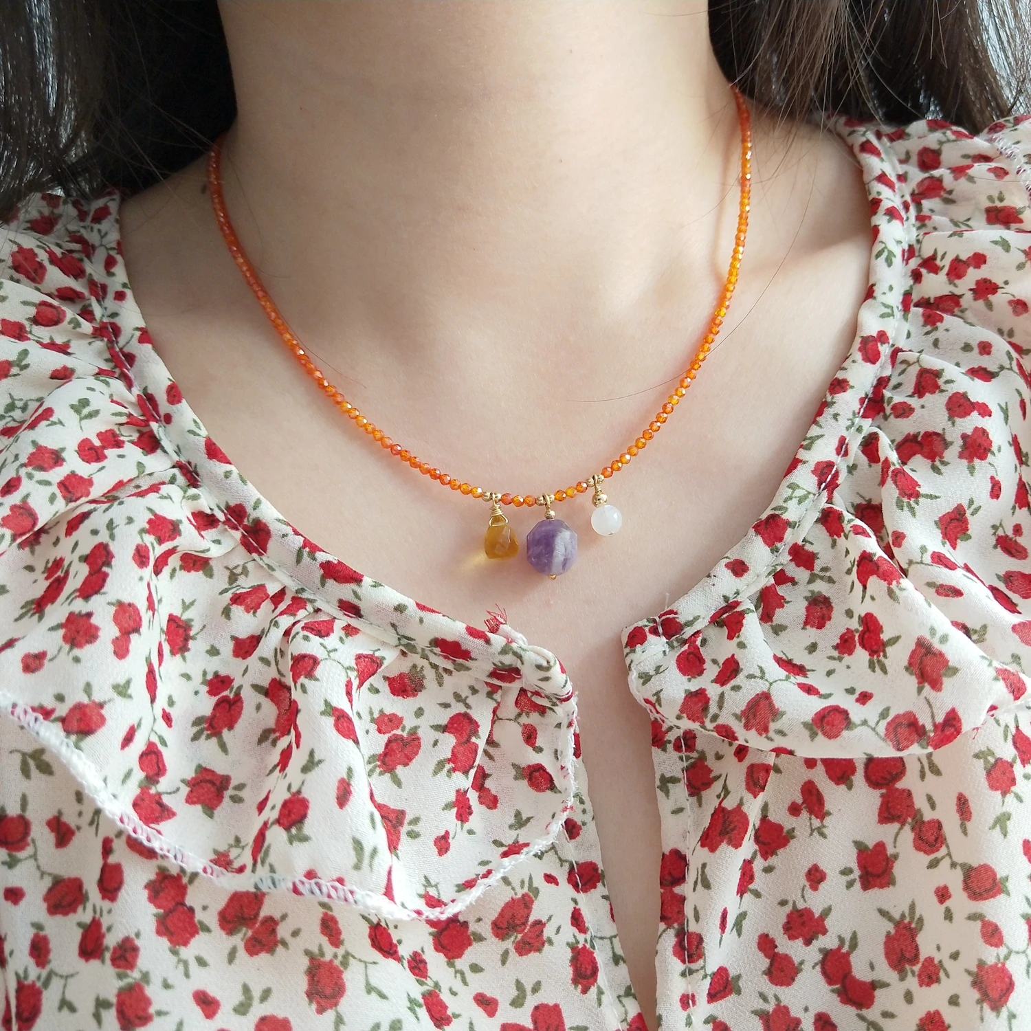 Lii Ji Fashion Choker Orange Zircon With Amethyst Moonstone Stainless Steel Gold Plated Charms Necklace For Women Party
Lii Ji Fashion Choker Orange Zircon With Amethyst Moonstone Stainless Steel Gold Plated Charms Necklace For Women Party