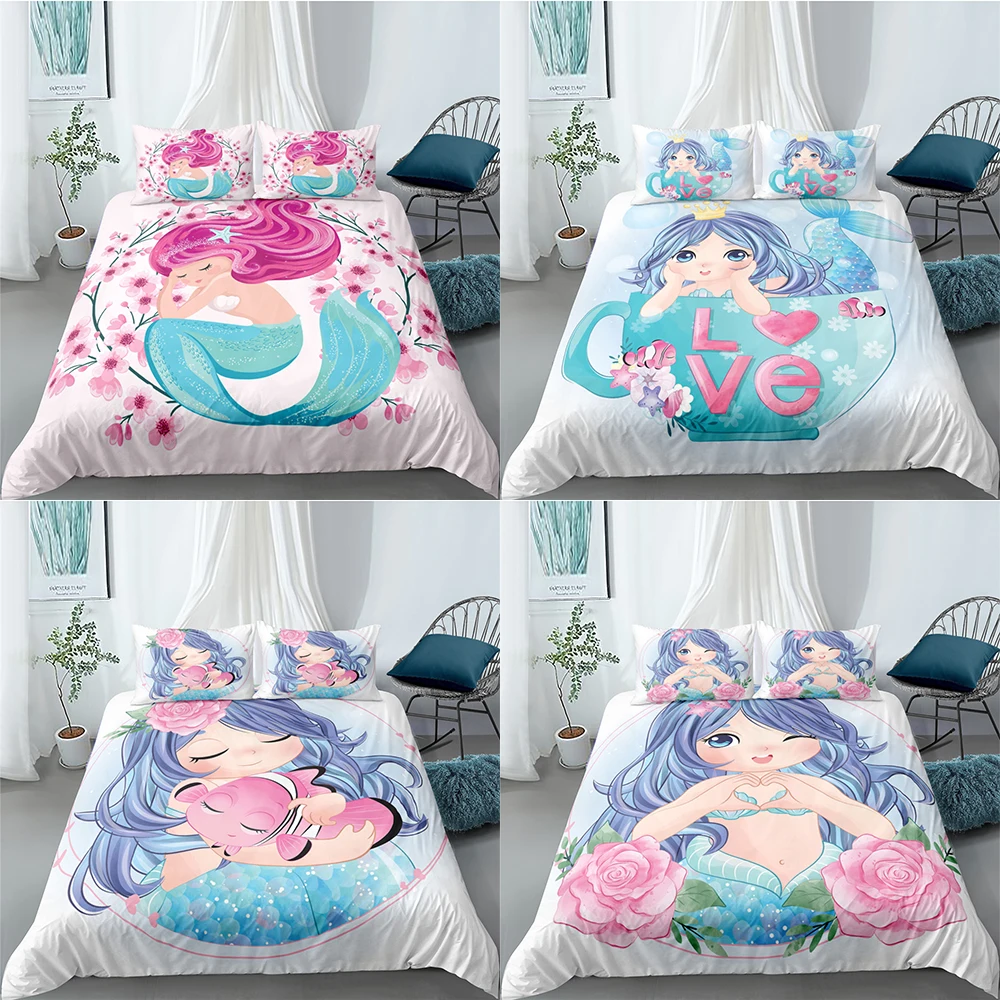 Bedding Set Luxury Duvet Cover For Baby Kids Children With Pillowcase Cartoon Mermaid Girls Princess Quilt Cover
Bedding Set Luxury Duvet Cover For Baby Kids Children With Pillowcase Cartoon Mermaid Girls Princess Quilt Cover