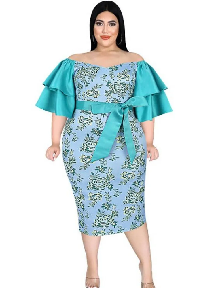 4XL Plus Size Pencil Dress Women Slash Neck Ruffle Sleeve Lace Up Bow Ropa Mujer Summer New Floral Print Sexy Office Lady Dress
4XL Plus Size Pencil Dress Women Slash Neck Ruffle Sleeve Lace Up Bow Ropa Mujer Summer New Floral Print Sexy Office Lady Dress