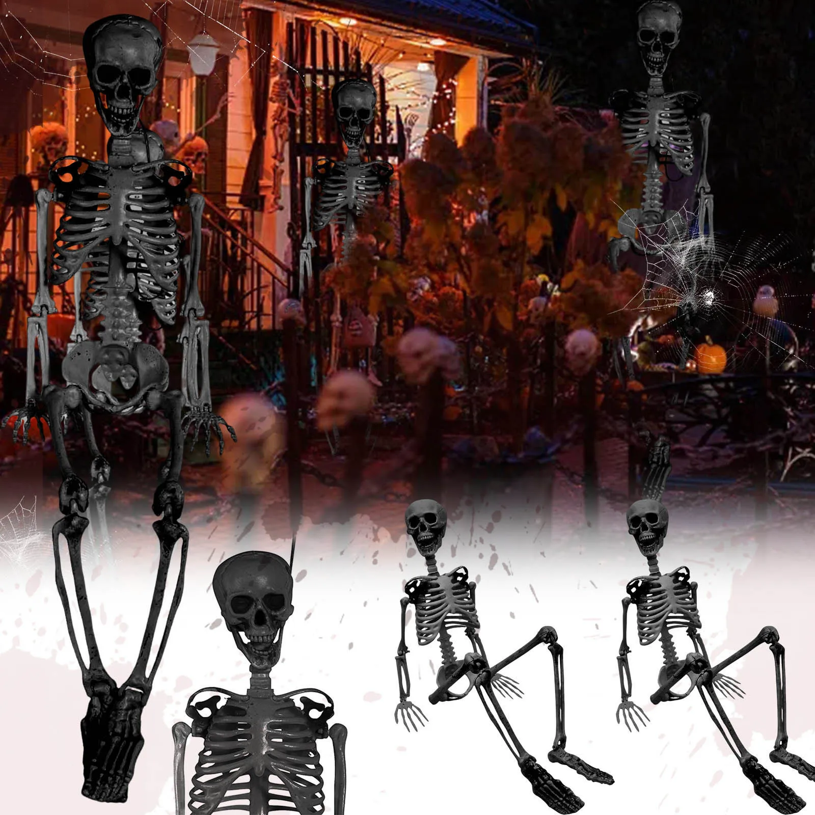 

Halloween Skeleton Prop Full Size Scary Skeleton Mannequin Decoration Suitable For Halloween Or Prank Theme House Decor
