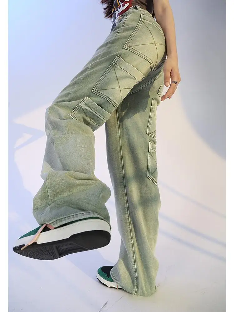 American Retro Green Boyfriend Jeans Women Vintage Washed Multiple Pockets Brown Mom Jeans Baggy Denim Trousers Y2K Chic
American Retro Green Boyfriend Jeans Women Vintage Washed Multiple Pockets Brown Mom Jeans Baggy Denim Trousers Y2K Chic