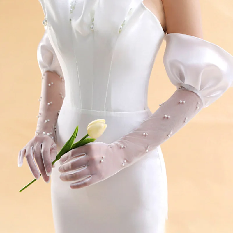 Lace Pearl Long Bridal Gloves Wedding Sheer Tulle Mesh Satin Ruffle Bride Gloves Elbow Glove Women Marriage Party Accessories
Lace Pearl Long Bridal Gloves Wedding Sheer Tulle Mesh Satin Ruffle Bride Gloves Elbow Glove Women Marriage Party Accessories