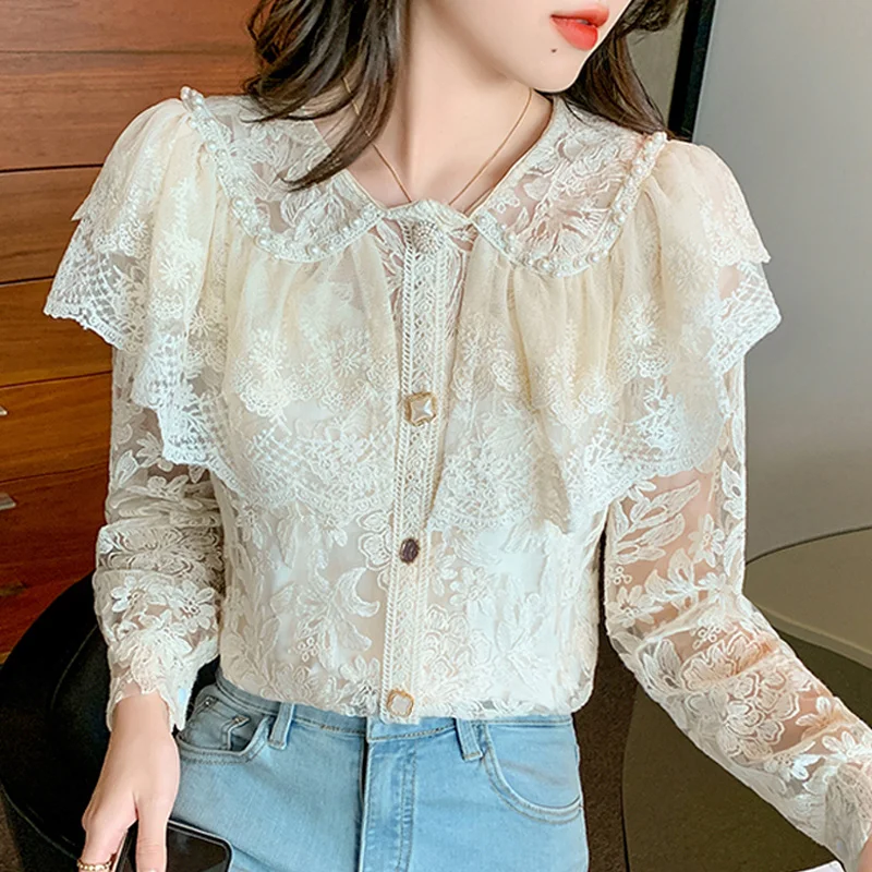 New Lace Ruffles Women Shirt And Blouse Sweet Embroidery Slim Long Sleeve Shirt Female White Elegant Ladies Blouse Blusas 16992
New Lace Ruffles Women Shirt And Blouse Sweet Embroidery Slim Long Sleeve Shirt Female White Elegant Ladies Blouse Blusas 16992