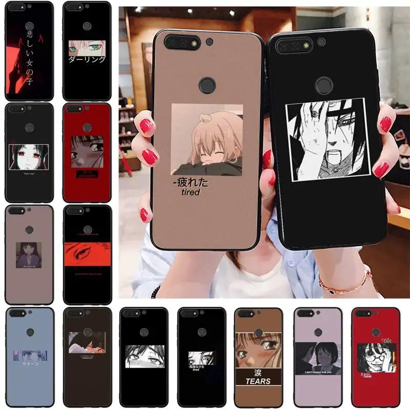 

sad Japanese Anime Aesthetic Phone Case For Huawei Honor 20 7X 7A 7C 8A 8C 8X 9X 9A 10i 20i 20S 20lite 6A 6C