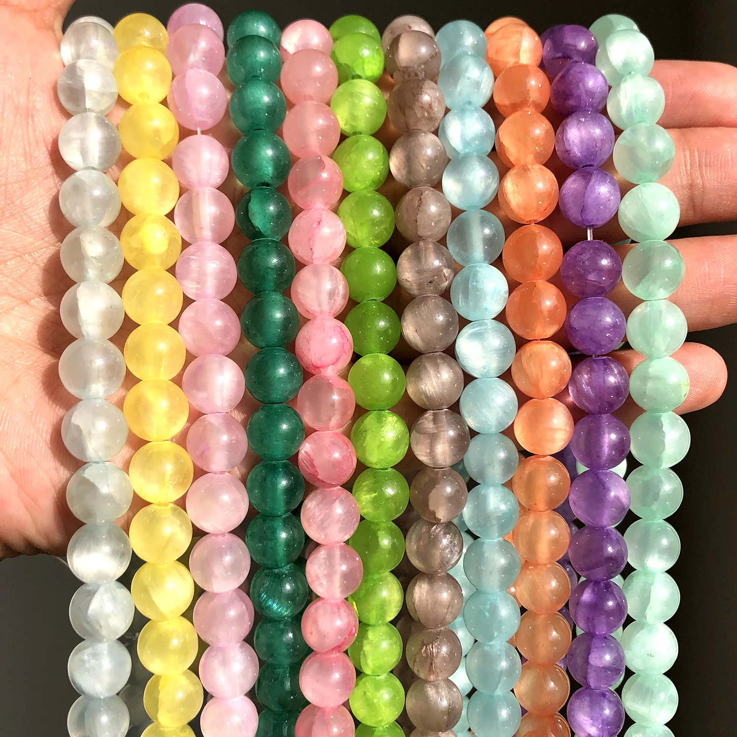 

4-12mm AA Natural Stone Chalcedony Beads Round Multicolors Gemstone Loose Spacer Beads for Jewelry Making DIY Earrings Bracelets