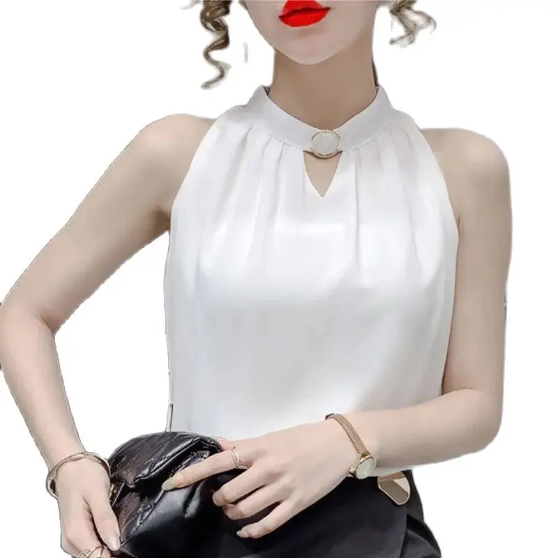 Women Tank Top Sleeveless Chiffon Vest Summer Solid Color Sexy Korean Tops Hanging Neck Camisole For Female Women's Clothing
Women Tank Top Sleeveless Chiffon Vest Summer Solid Color Sexy Korean Tops Hanging Neck Camisole For Female Women's Clothing