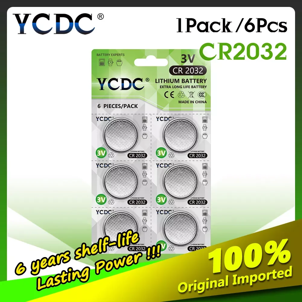 YCDC 6Pcs (1cards) Bateria 3V CR2032 Lithium Button Battery 5004LC BR2032 ECR2032 CR 2032 Lithium Batteries For Toys Watches
YCDC 6Pcs (1cards) Bateria 3V CR2032 Lithium Button Battery 5004LC BR2032 ECR2032 CR 2032 Lithium Batteries For Toys Watches