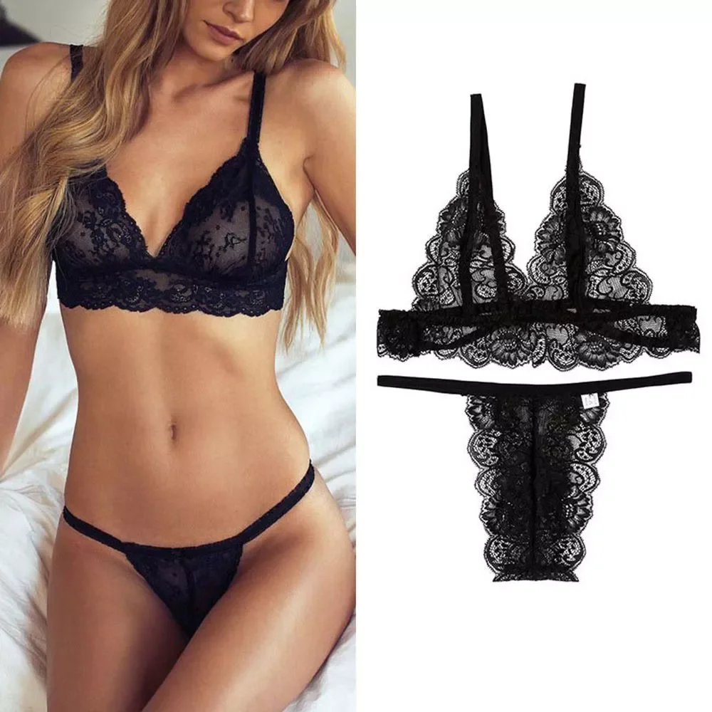 Underwear Sexy Lingerie Lace Bralette Bra And Panty Set Femme Crop Top G-string Transparent Brassiere Party See Through
Underwear Sexy Lingerie Lace Bralette Bra And Panty Set Femme Crop Top G-string Transparent Brassiere Party See Through