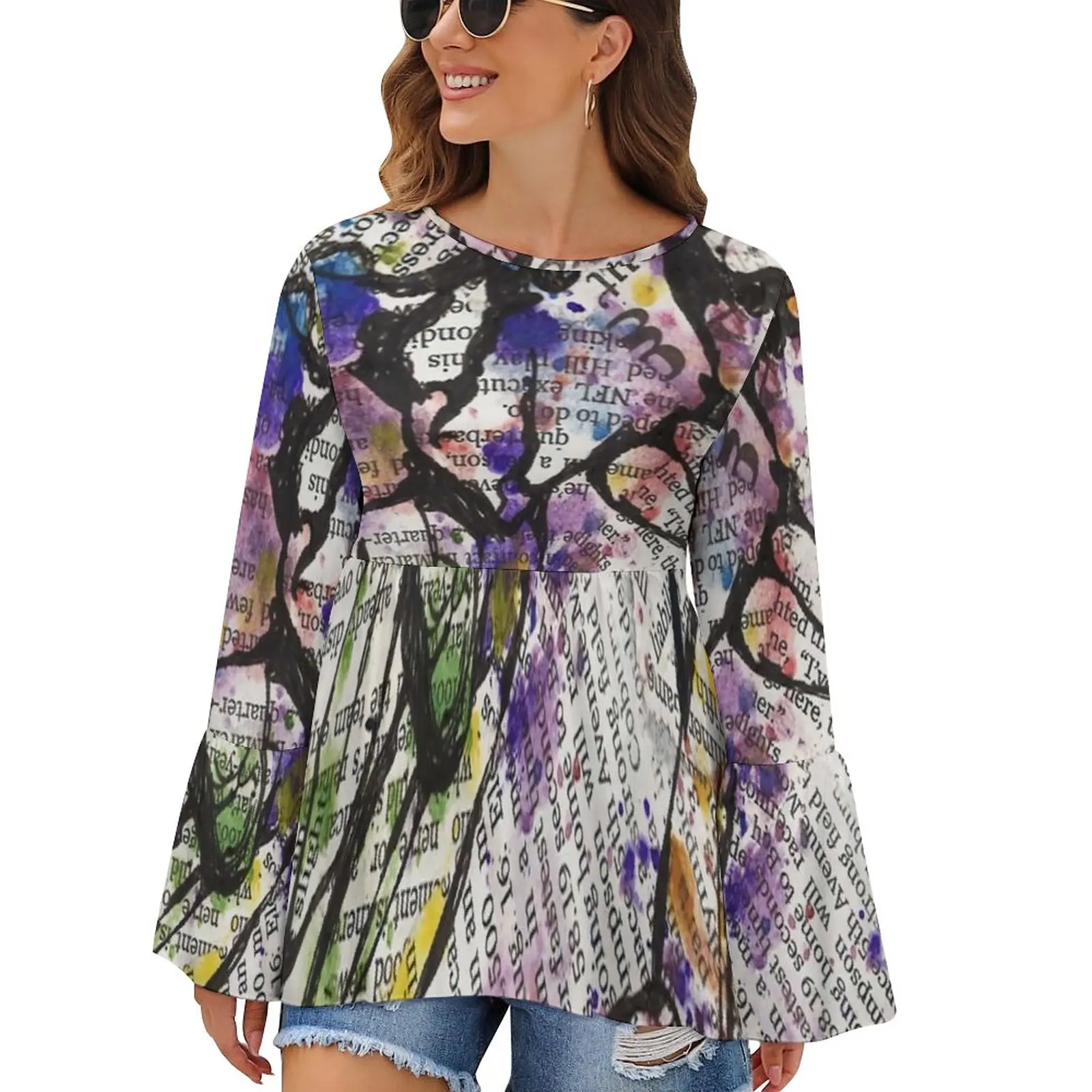 Newspaper Print T Shirts Watercolor Floral Print Streetwear Long Sleeve T Shirt Funny Tee Shirt O Neck Printed Clothes Big Size
Newspaper Print T Shirts Watercolor Floral Print Streetwear Long Sleeve T Shirt Funny Tee Shirt O Neck Printed Clothes Big Size