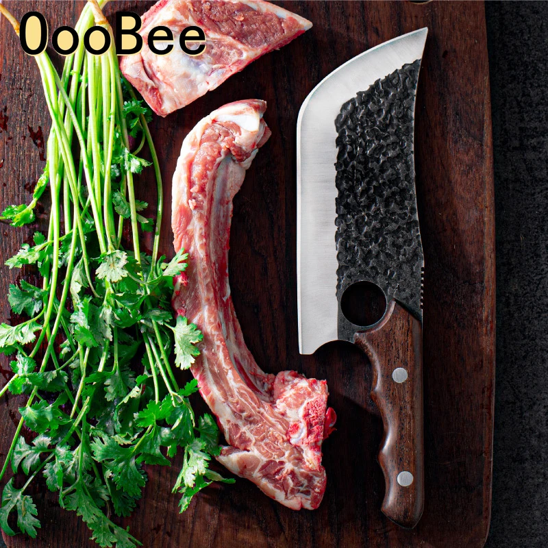 

Кухонный нож из нержавеющей стали OooBee 1150 с 7-дюймовым лезвием, наборы ножей мясника, ножи с двойным лезвием, режущие столовые приборы, кухонн...