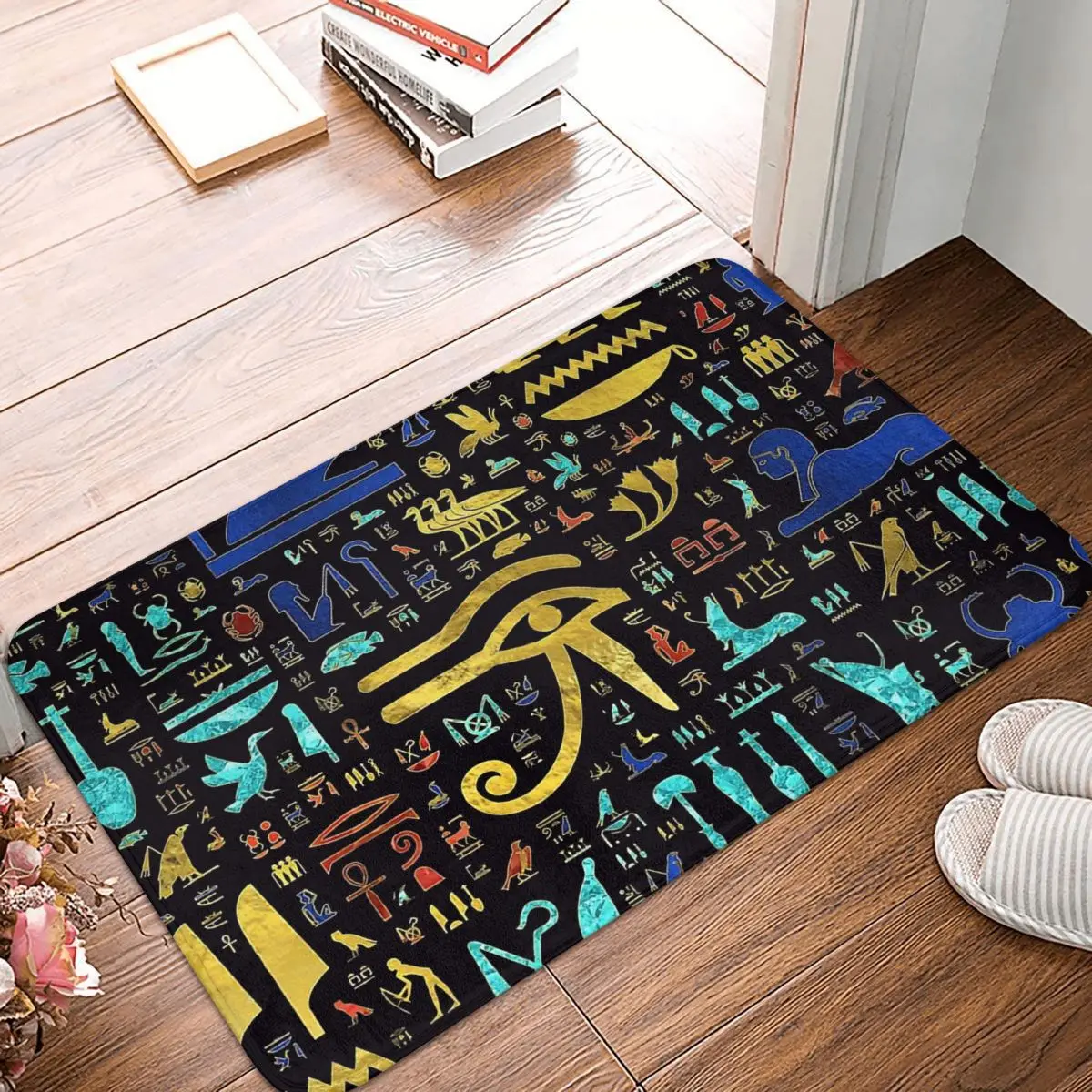 

Ancient Egypt Egyptian Bath Mat Colorful Hieroglyphic Pattern Doormat Living Room Carpet Entrance Door Rug Home Decor