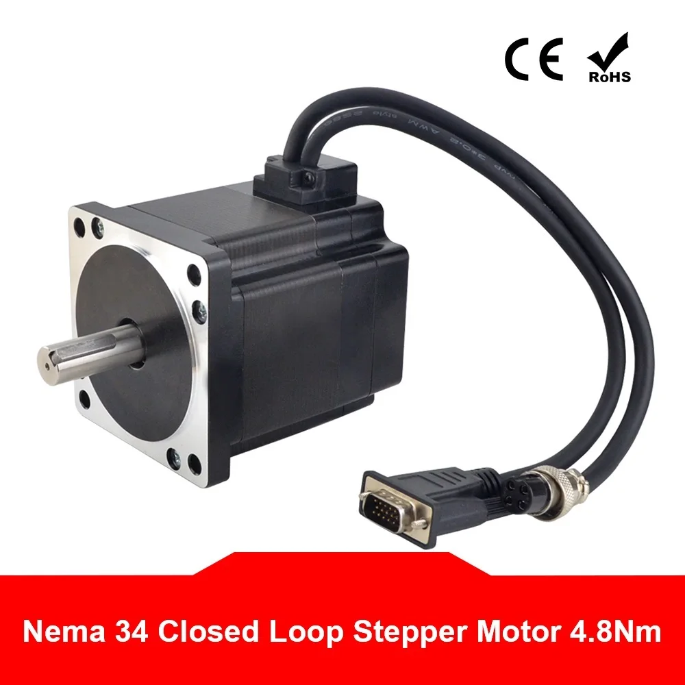 Nema 34 Closed Loop Stepper Motor 4.8Nm Encoder 1000CPR 6A 2 Phase 4-lead 86 CNC Stepping Motor 14mm Shaft
Nema 34 Closed Loop Stepper Motor 4.8Nm Encoder 1000CPR 6A 2 Phase 4-lead 86 CNC Stepping Motor 14mm Shaft