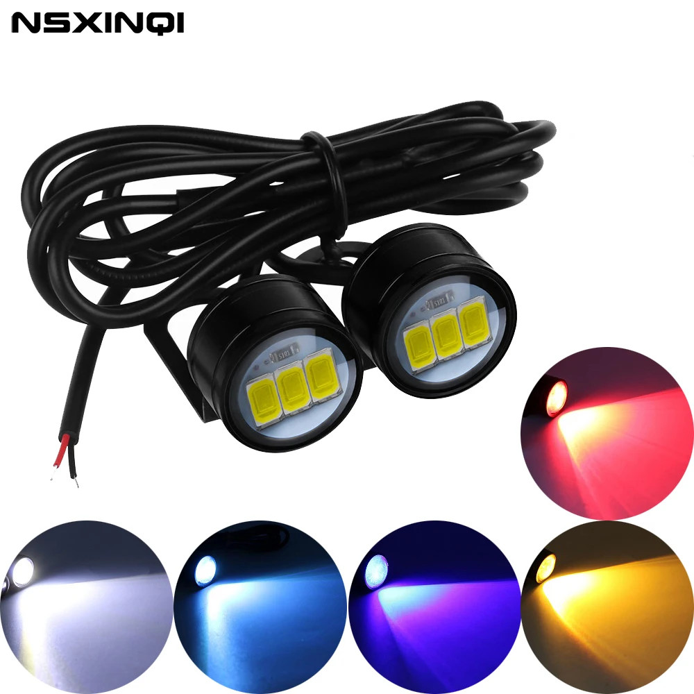 

NSXINQI 2pcs/Pair 23mm Eagle Eyes Motorcycle LED Light 12V 5630 3SMD Daytime Running Lights DRL Car Turn Signal Lamp